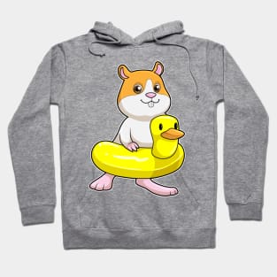 Hamster at Beach with Duck as Swim ring Hoodie